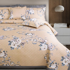 Soft Lightweight Beige Cotton Quilted Bedspread India