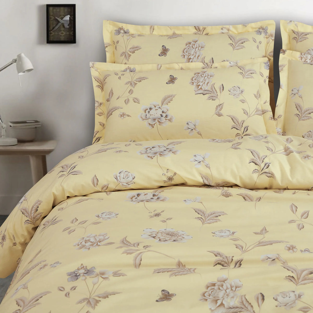 Yellow botanic Egyptian cotton bedding king size