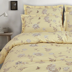 Yellow botanic Egyptian cotton bedding king size