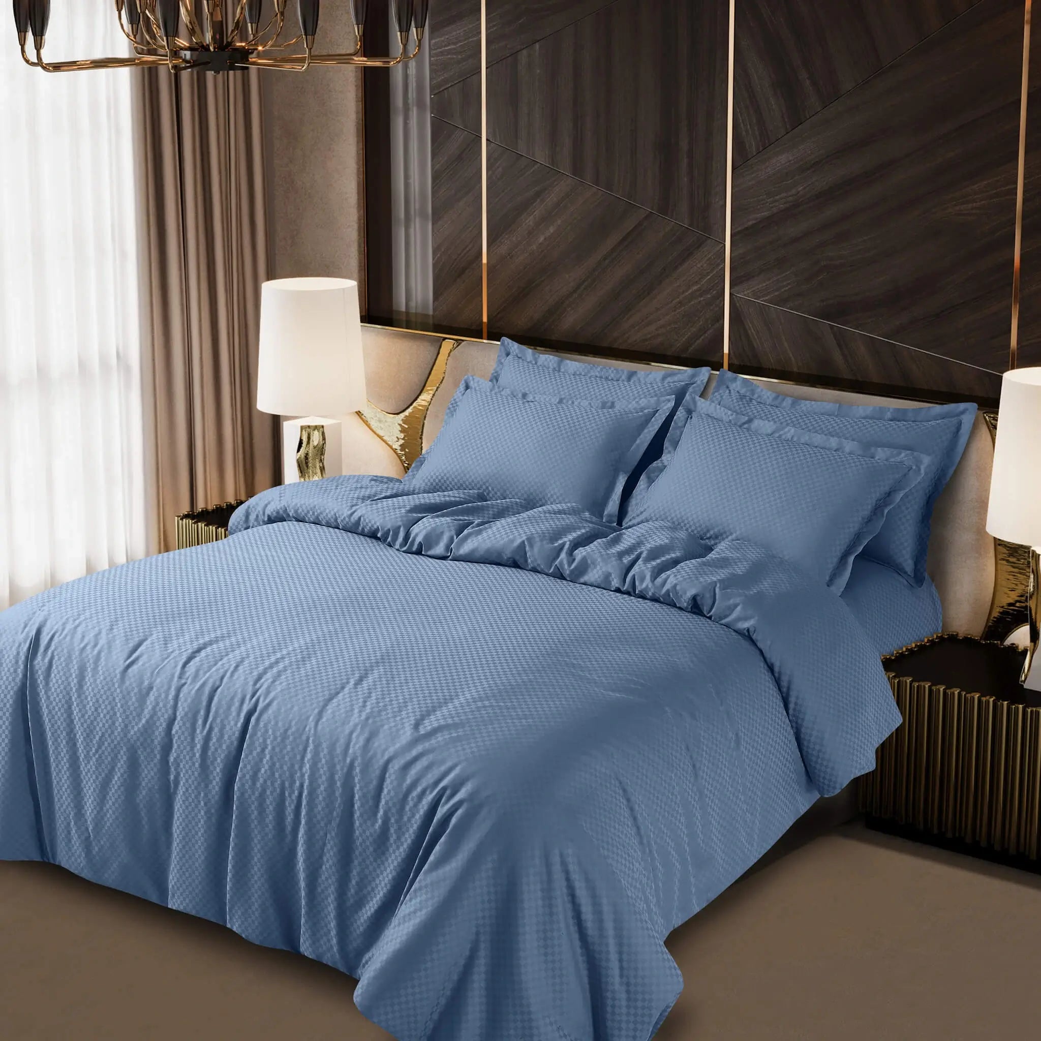 blue jacquard duvet set