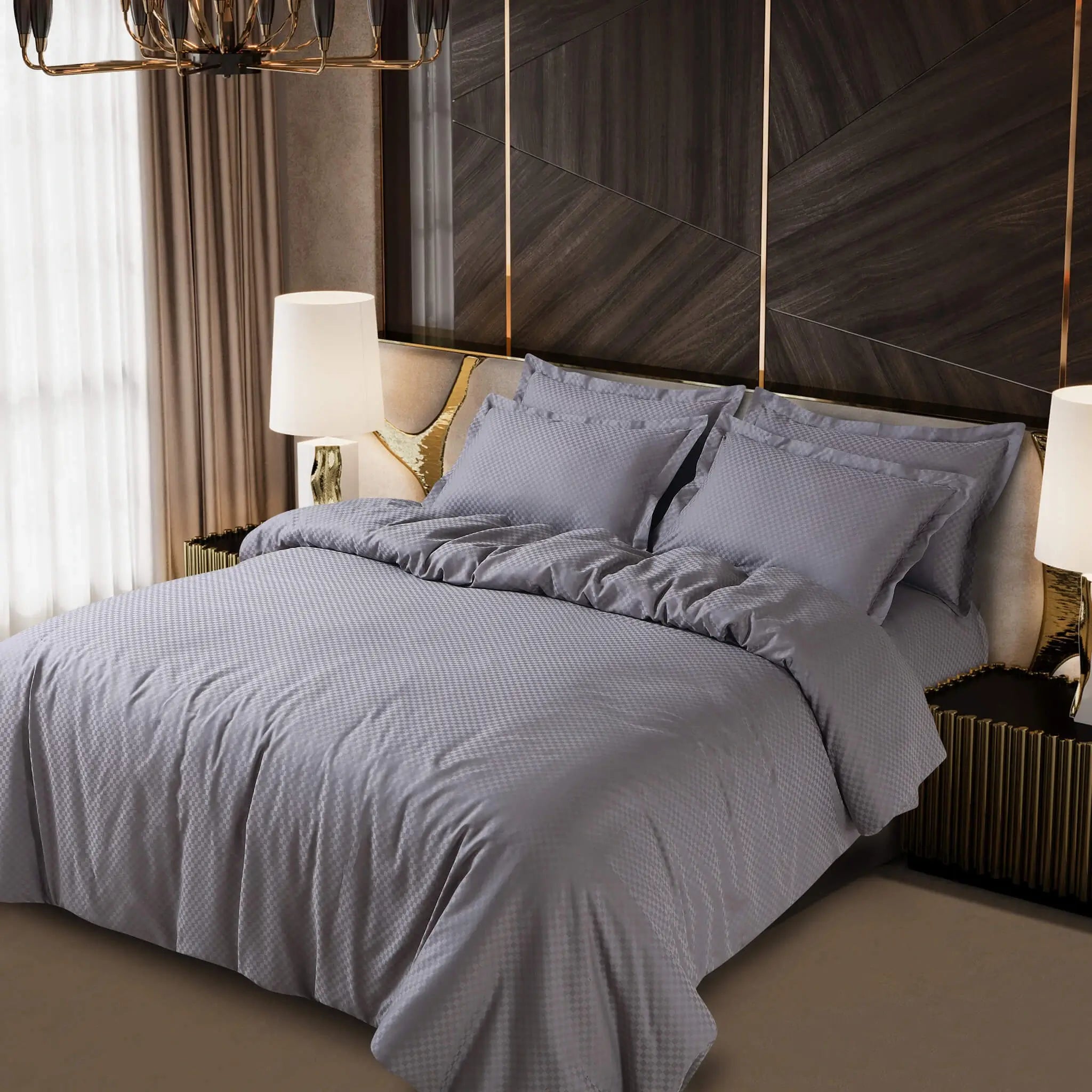 light grey jacquard duvet set