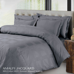 Malako Amalfi Jacquard Grey Checks 550 TC 100% Cotton Duvet Cover - MALAKO