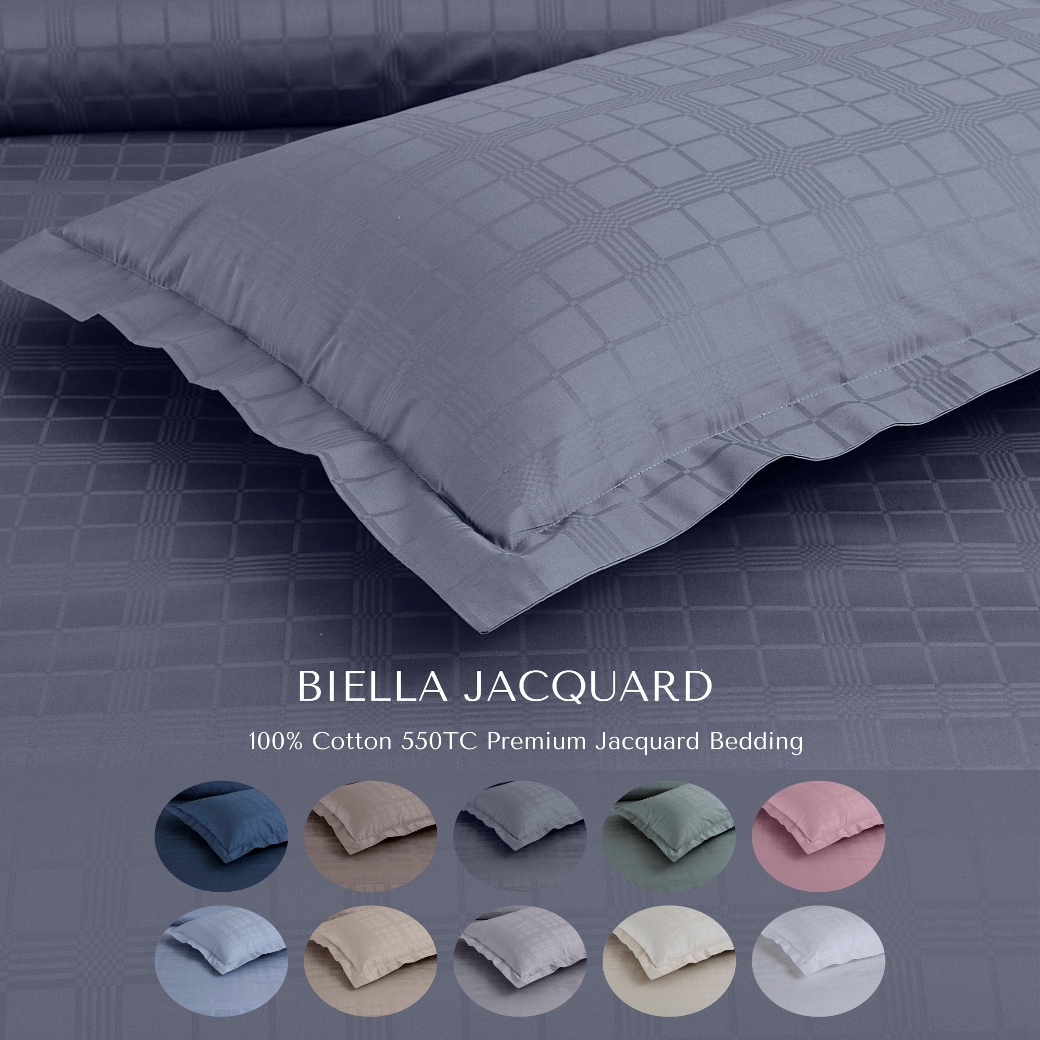 Malako Biella Jacquard Checkered 550 TC 100% Cotton King Size Bedding - MALAKO