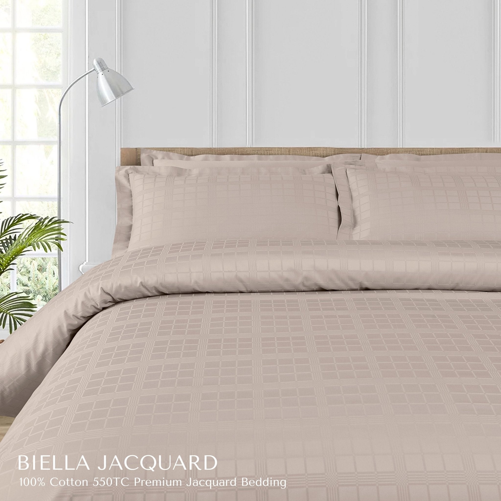 Malako Biella Jacquard Checkered 550 TC 100% Cotton King Size Bedding - MALAKO