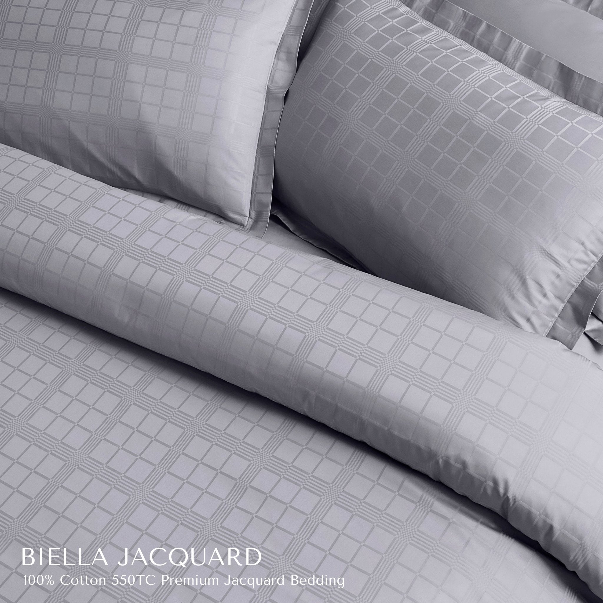 Malako Biella Jacquard Checkered 550 TC 100% Cotton King Size Bedding - MALAKO