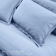 Malako Biella Jacquard Checkered 550 TC 100% Cotton King Size Bedding - MALAKO