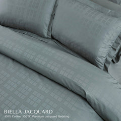 Malako Biella Jacquard Checkered 550 TC 100% Cotton King Size Bedding - MALAKO