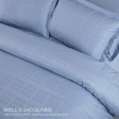 Malako Biella Jacquard Checkered 550 TC 100% Cotton King Size Bedding - MALAKO