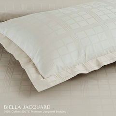 Malako Biella Jacquard Checkered 550 TC 100% Cotton King Size Bedding - MALAKO
