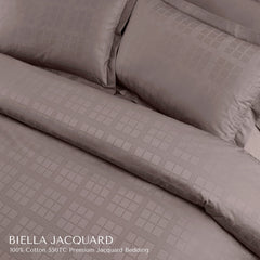 Malako Biella Jacquard Checkered 550 TC 100% Cotton King Size Bedding - MALAKO