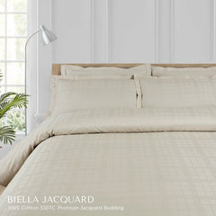 Malako Biella Jacquard Checkered 550 TC 100% Cotton King Size Bedding - MALAKO