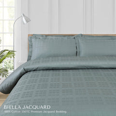 Malako Biella Jacquard Checkered 550 TC 100% Cotton King Size Bedding - MALAKO