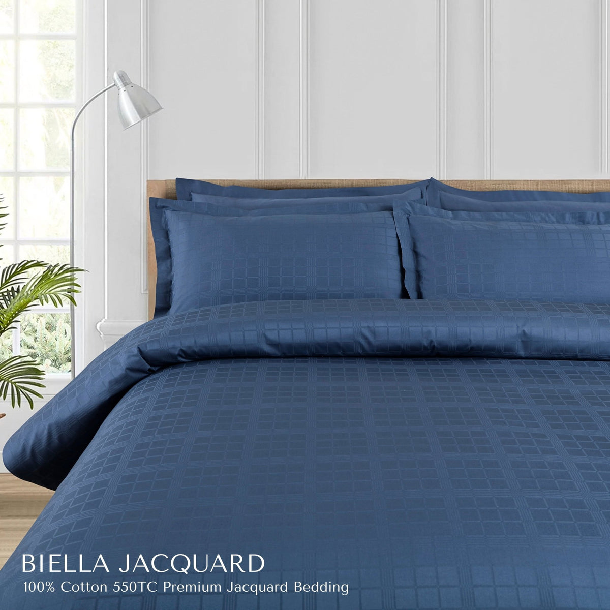 Malako Biella Jacquard Checkered 550 TC 100% Cotton King Size Bedding - MALAKO