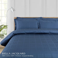 Malako Biella Jacquard Checkered 550 TC 100% Cotton King Size Bedding - MALAKO