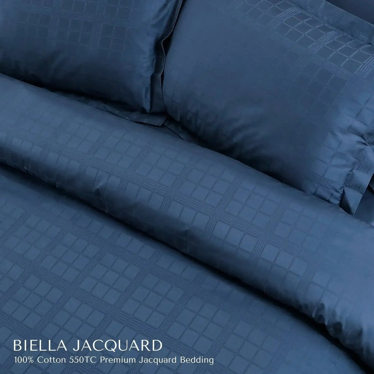 Malako Biella Jacquard Checkered 550 TC 100% Cotton King Size Bedding - MALAKO