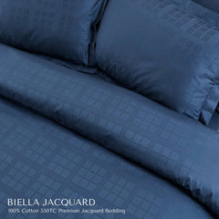 Malako Biella Jacquard Checkered 550 TC 100% Cotton King Size Bedding - MALAKO