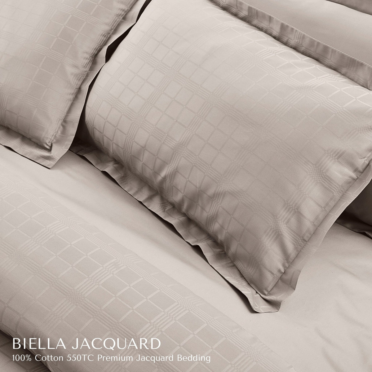 Malako Biella Jacquard Checkered 550 TC 100% Cotton King Size Bedding - MALAKO