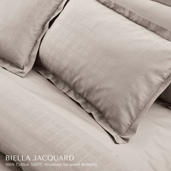 Malako Biella Jacquard Checkered 550 TC 100% Cotton King Size Bedding - MALAKO