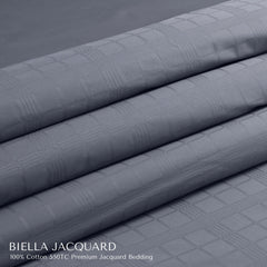 Malako Biella Jacquard Grey Checks 550 TC 100% Cotton King Size 6 Piece Bedding Set - MALAKO