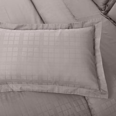 Malako Biella Jacquard Taupe Brown Checks 550 TC 100% Cotton King Size Bedding - MALAKO