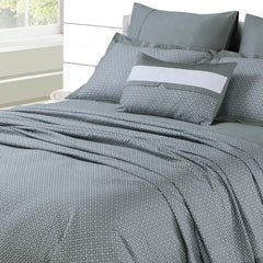 Malako Caèn 500TC 100% Egyptian Cotton Olive Grey Modern Abstract 7 Piece Flannel Dohar Set - MALAKO