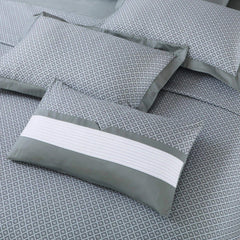 Malako Caèn 500TC 100% Egyptian Cotton Olive Grey Modern Abstract 7 Piece Flannel Dohar Set - MALAKO