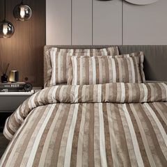 Malako Caèn Brown Abstract 500 TC 100% Cotton King Size Bedsheet/Duvet Cover - MALAKO