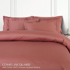 Malako Como Jacquard Cedar/Rust Checks 550 TC 100% Cotton King Size Bedding - MALAKO
