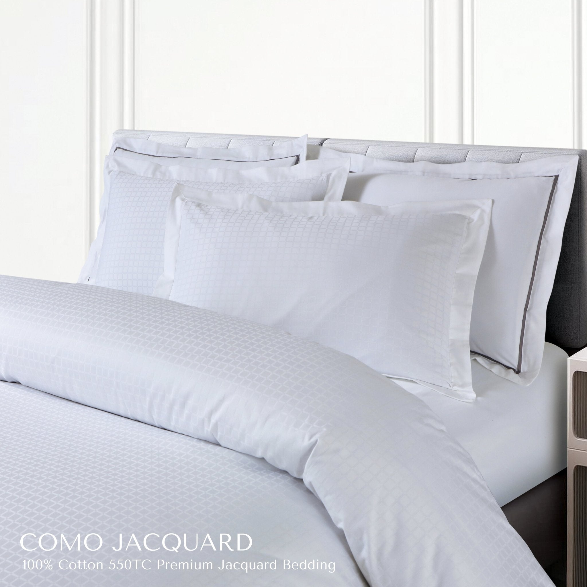 Malako Como Jacquard Checkered 550 TC 100% Cotton King Size Bedding - MALAKO