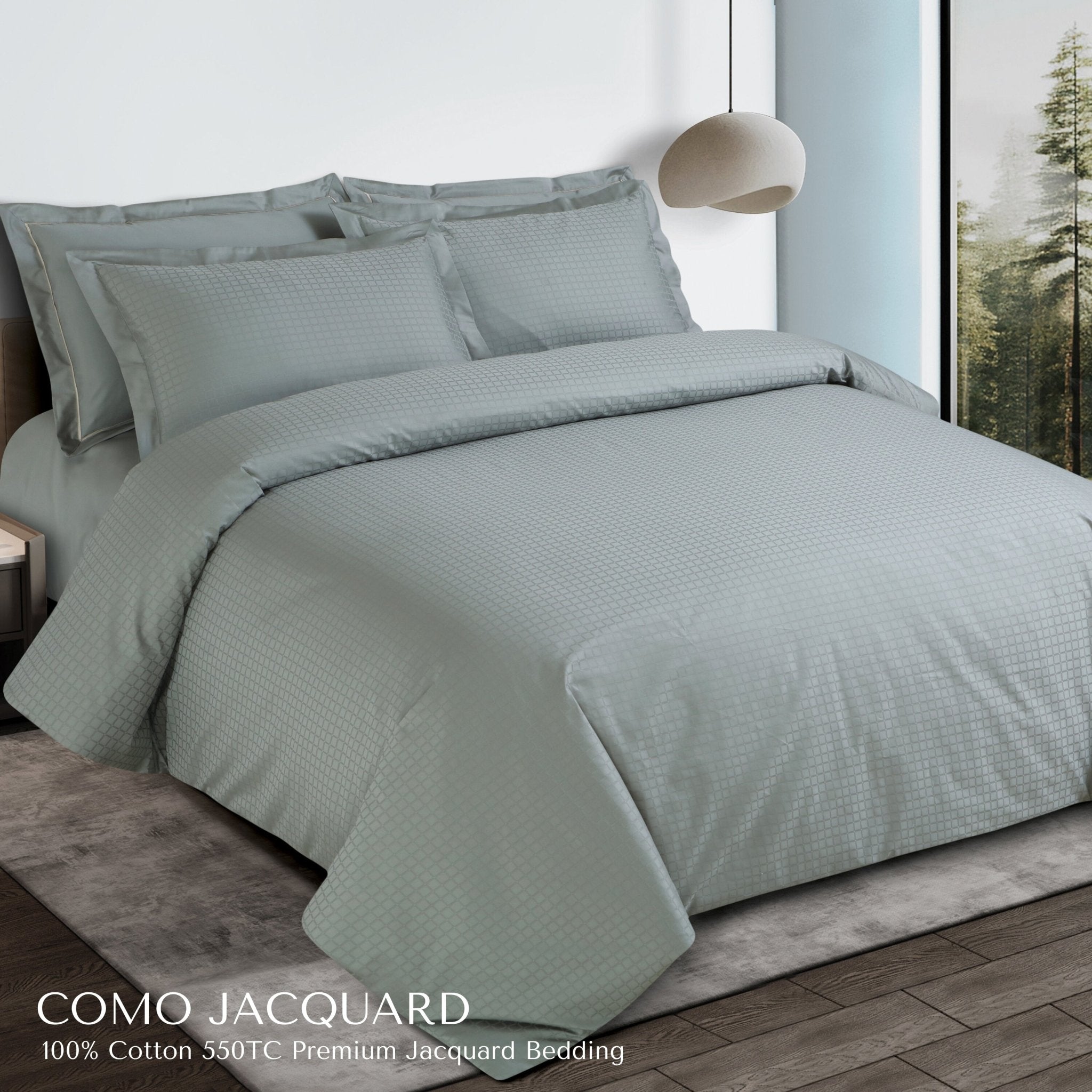 Malako Como Jacquard Checkered 550 TC 100% Cotton King Size Bedding - MALAKO