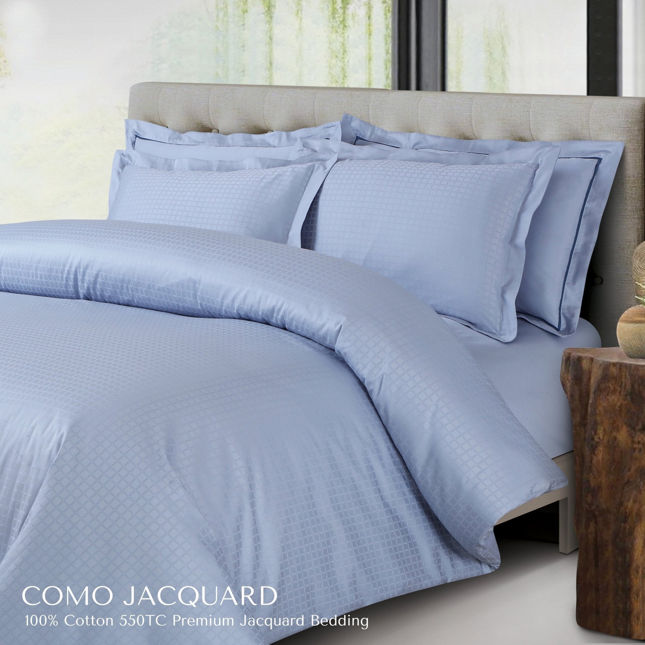 Malako Como Jacquard Checkered 550 TC 100% Cotton King Size Bedding - MALAKO