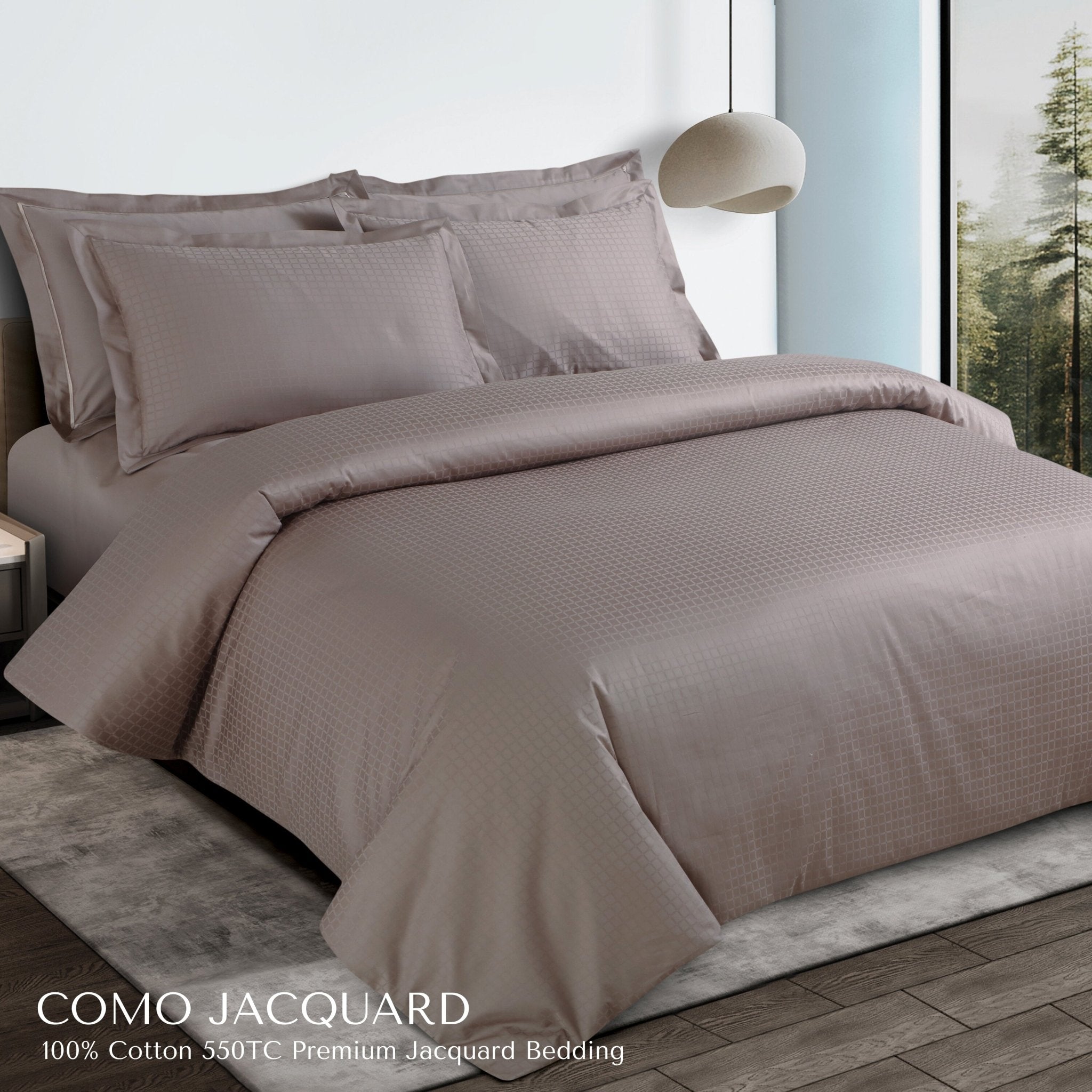 Malako Como Jacquard Checkered 550 TC 100% Cotton King Size Bedding - MALAKO