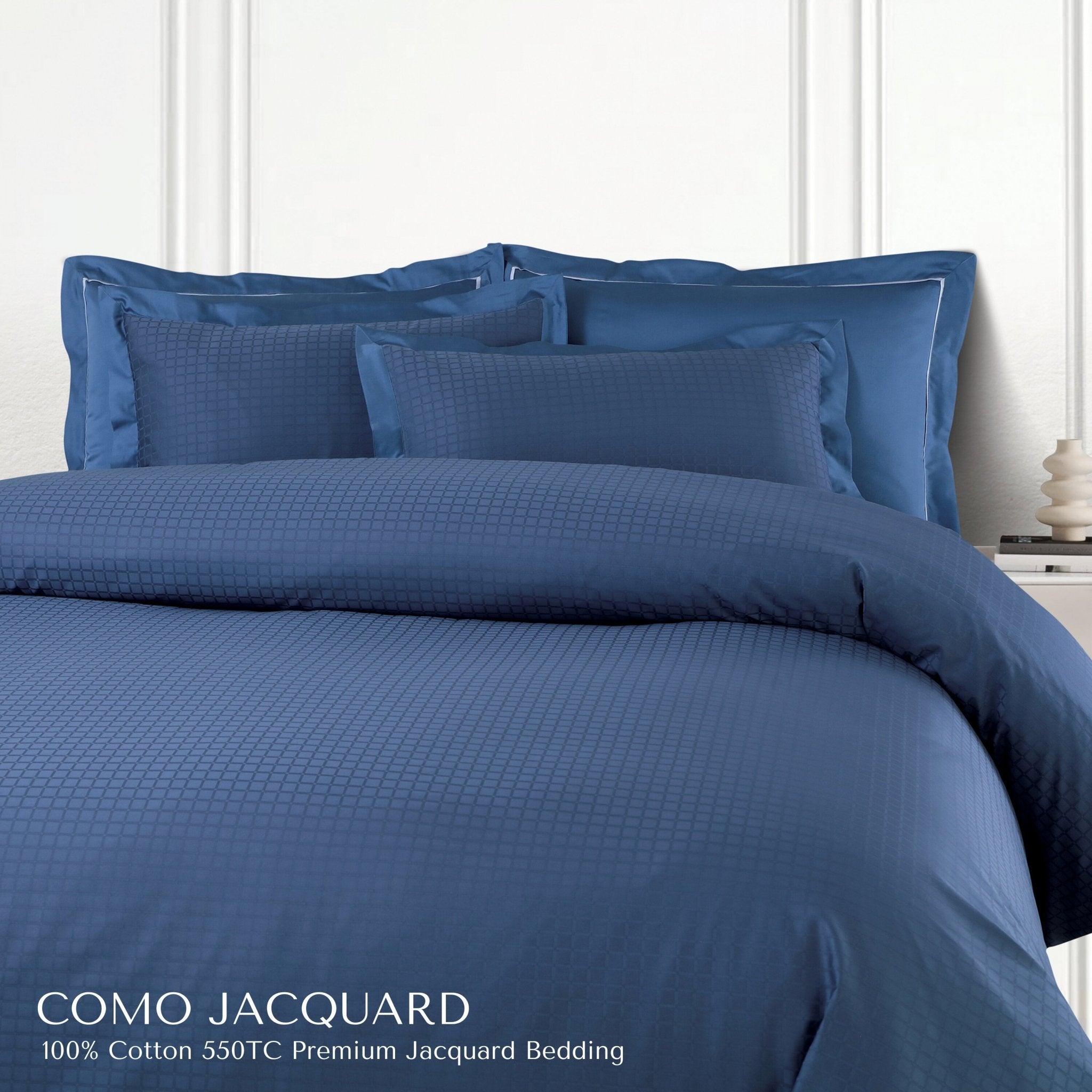 Malako Como Jacquard Checkered 550 TC 100% Cotton King Size Bedding - MALAKO