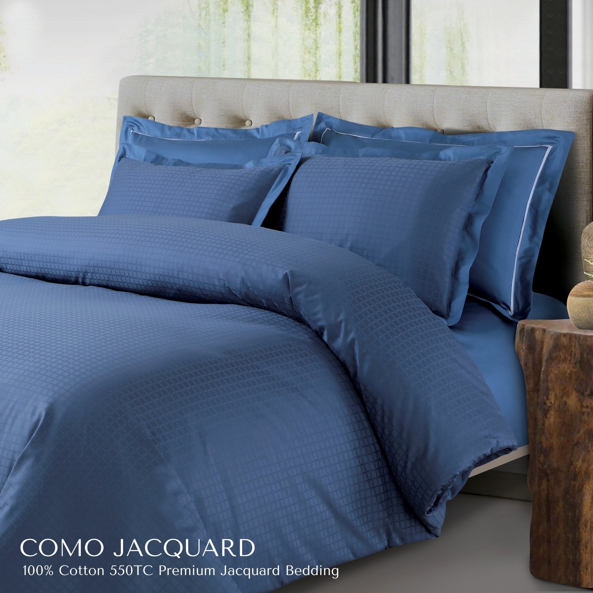 Malako Como Jacquard Checkered 550 TC 100% Cotton King Size Bedding - MALAKO