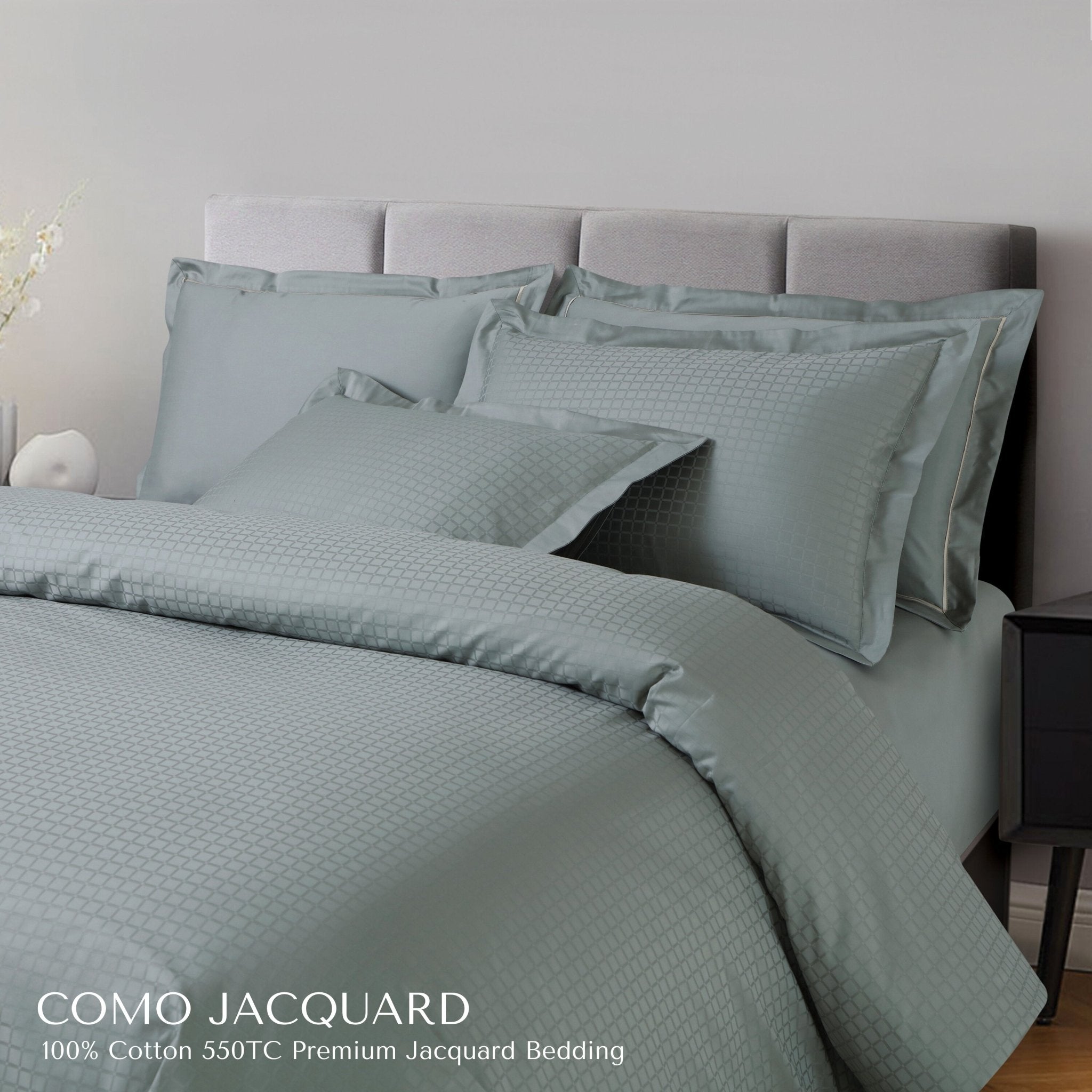 Malako Como Jacquard Checkered 550 TC 100% Cotton King Size Bedding - MALAKO