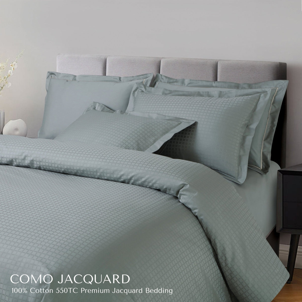 Malako Como Jacquard Checkered 550 TC 100% Cotton King Size Bedding - MALAKO