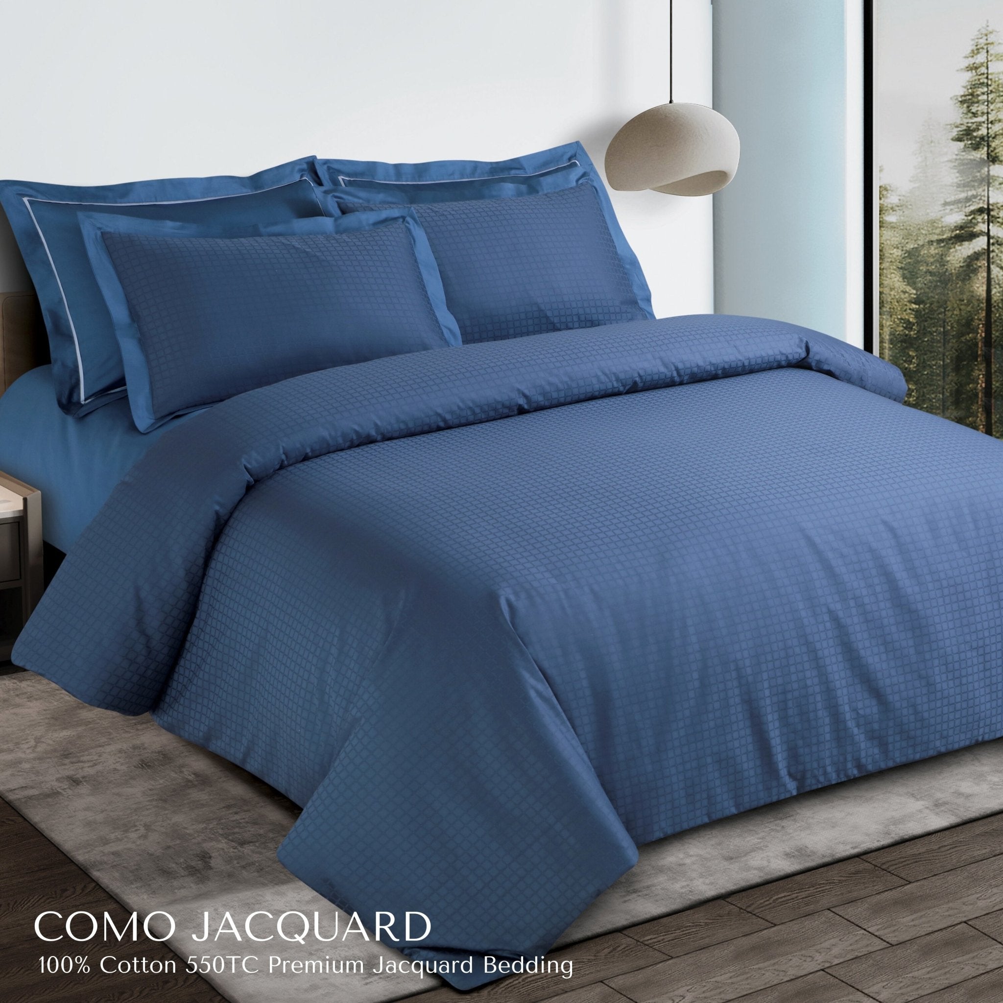 Malako Como Jacquard Checkered 550 TC 100% Cotton King Size Bedding - MALAKO