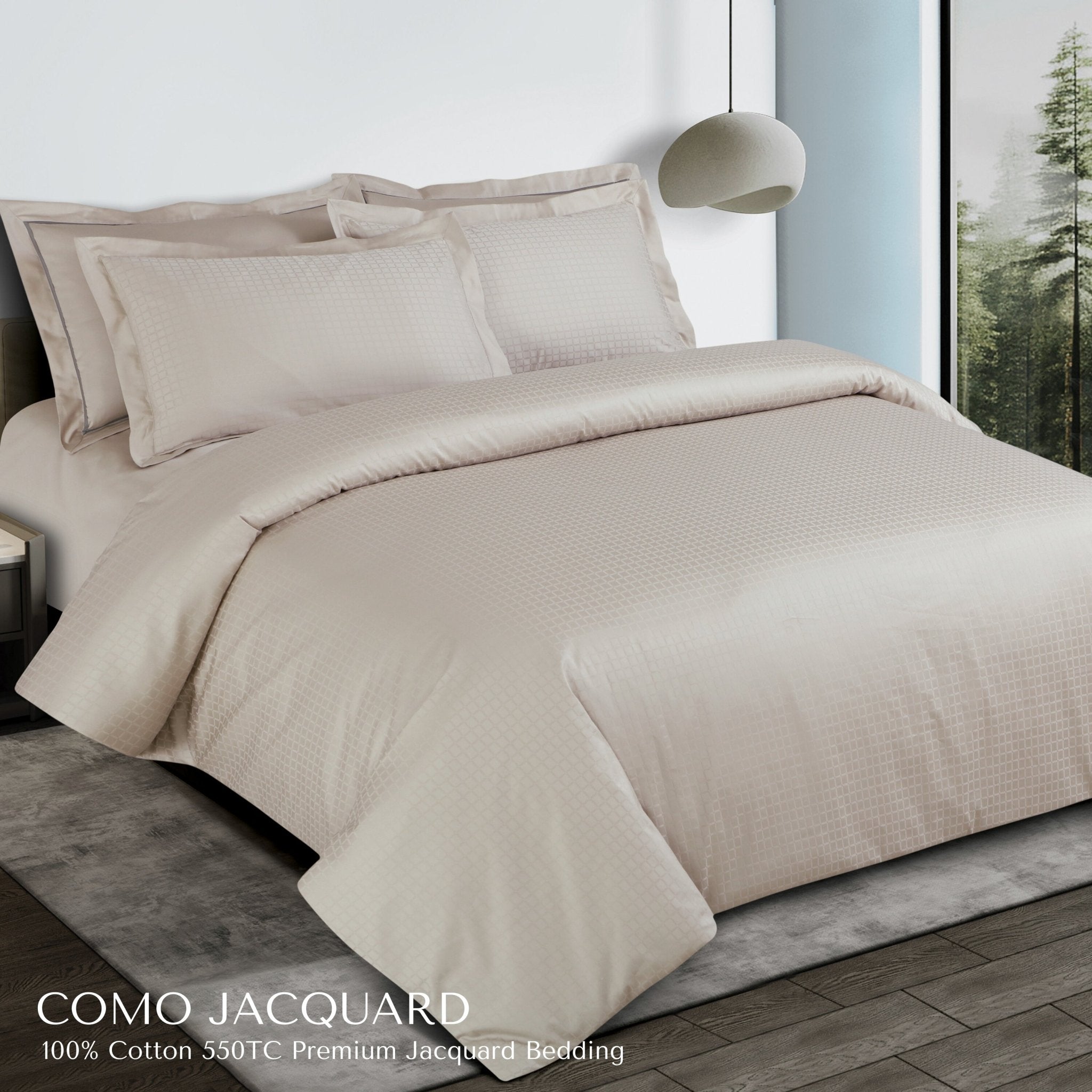 Malako Como Jacquard Checkered 550 TC 100% Cotton King Size Bedding - MALAKO