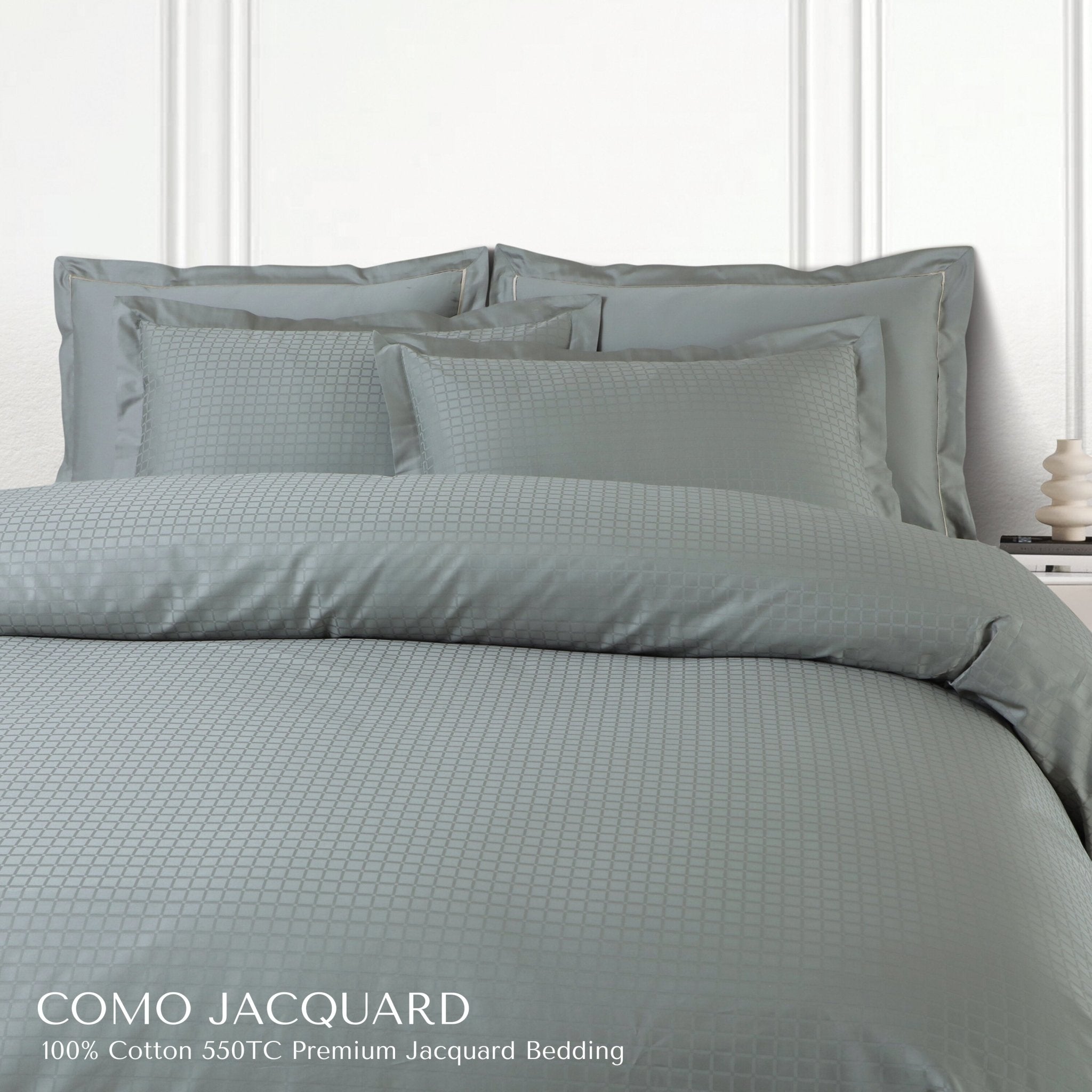 Malako Como Jacquard Checkered 550 TC 100% Cotton King Size Bedding - MALAKO