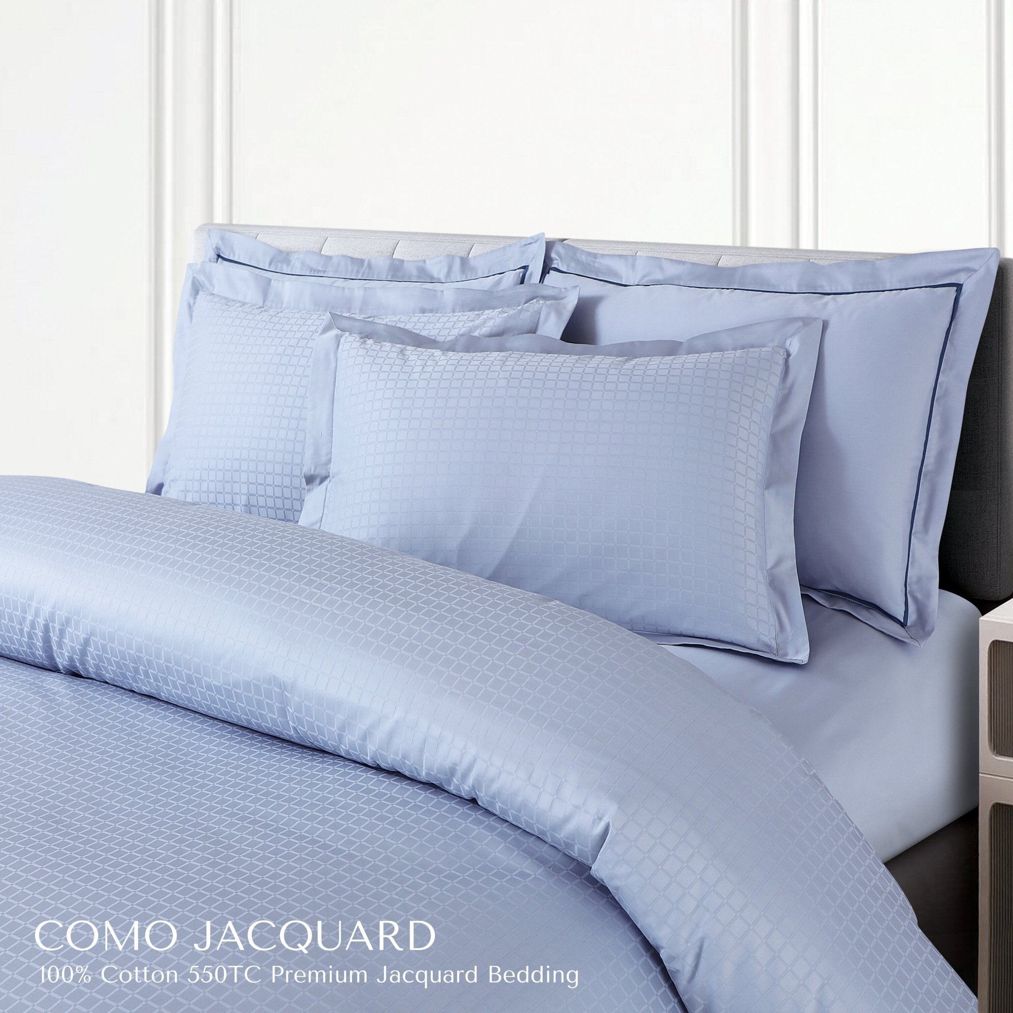 Malako Como Jacquard Checkered 550 TC 100% Cotton King Size Bedding - MALAKO