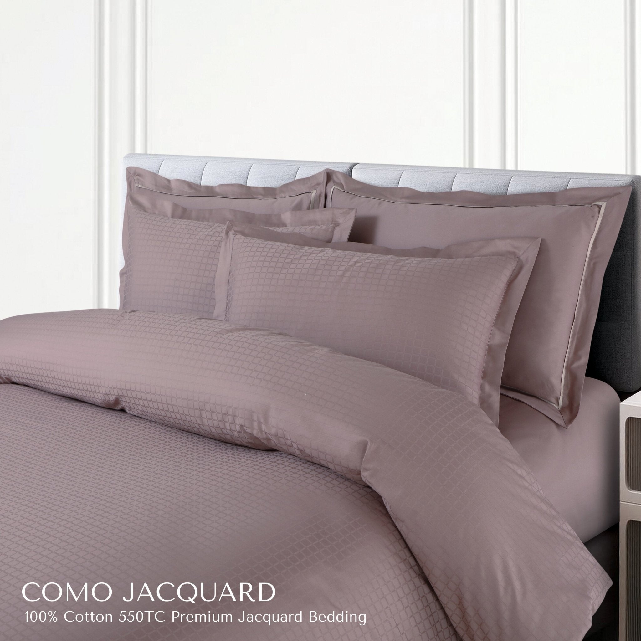 Malako Como Jacquard Checkered 550 TC 100% Cotton King Size Bedding - MALAKO