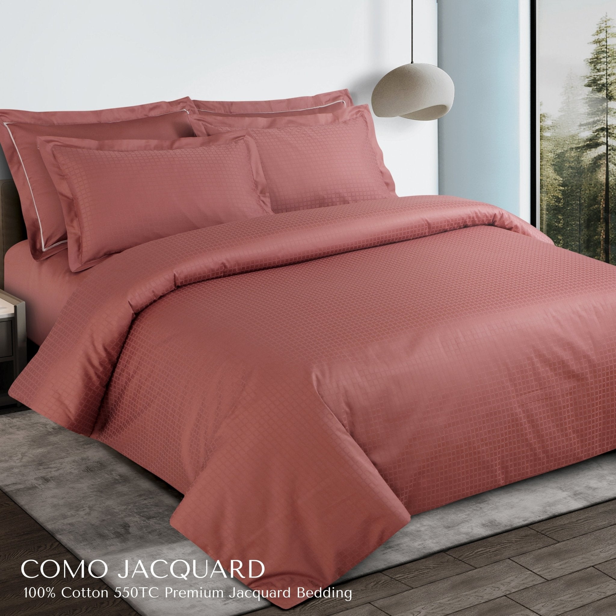 Malako Como Jacquard Checkered 550 TC 100% Cotton King Size Bedding - MALAKO