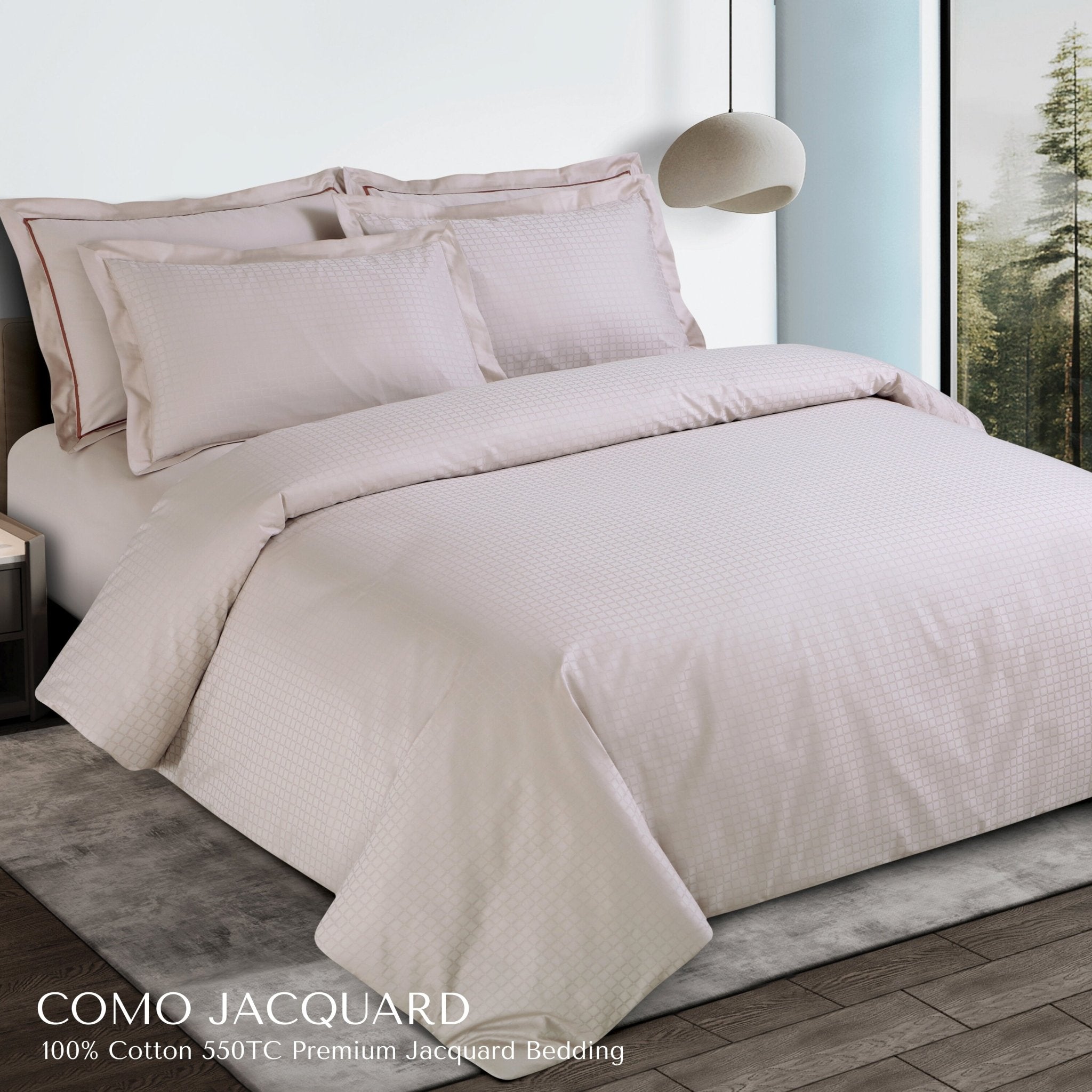 Malako Como Jacquard Checkered 550 TC 100% Cotton King Size Bedding - MALAKO
