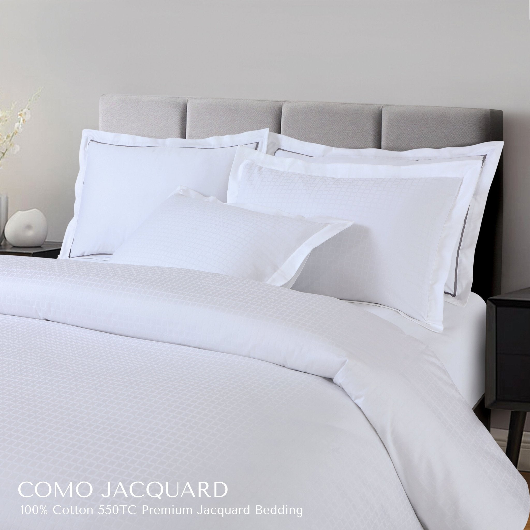 Malako Como Jacquard Checkered 550 TC 100% Cotton King Size Bedding - MALAKO