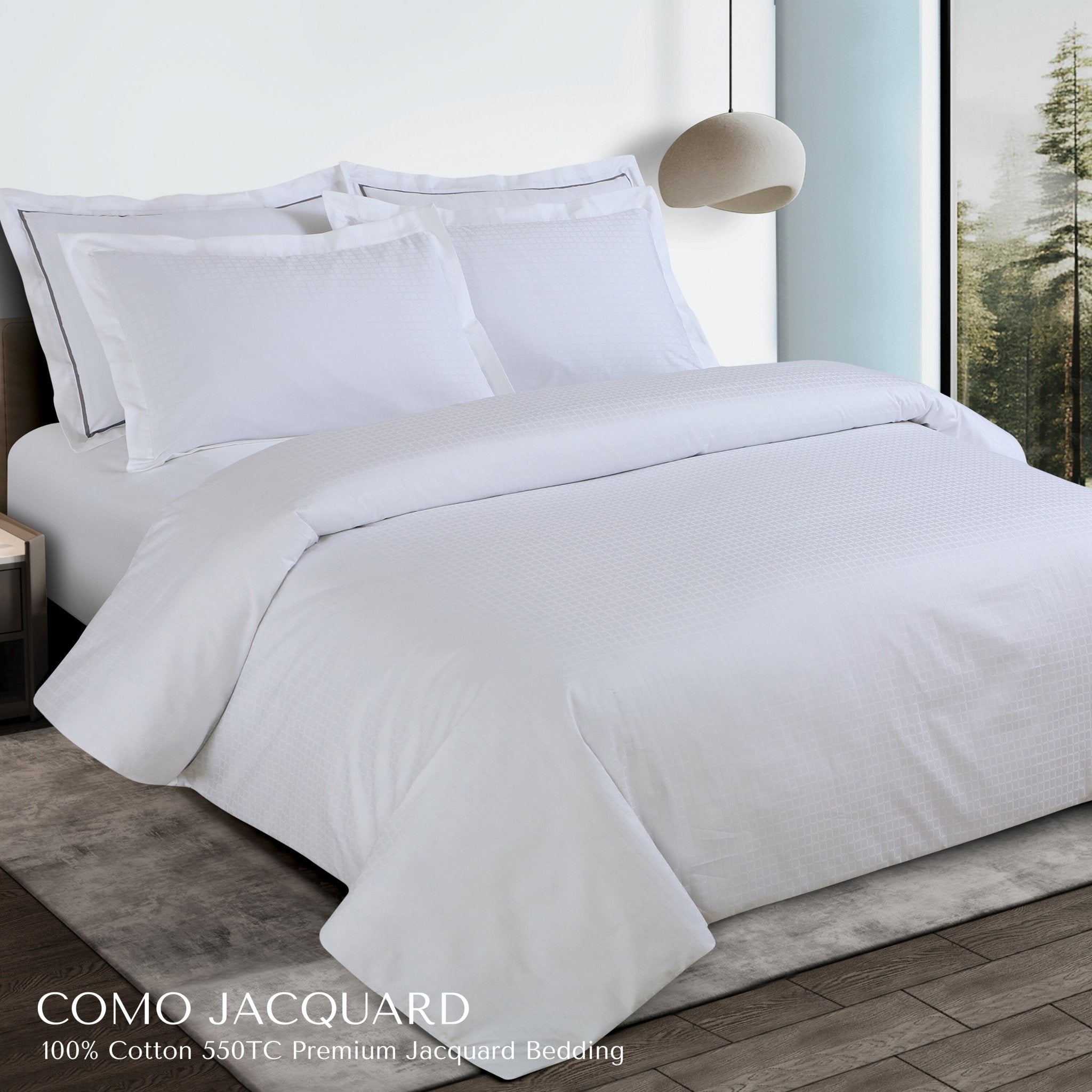 Malako Como Jacquard Checkered 550 TC 100% Cotton King Size Bedding - MALAKO