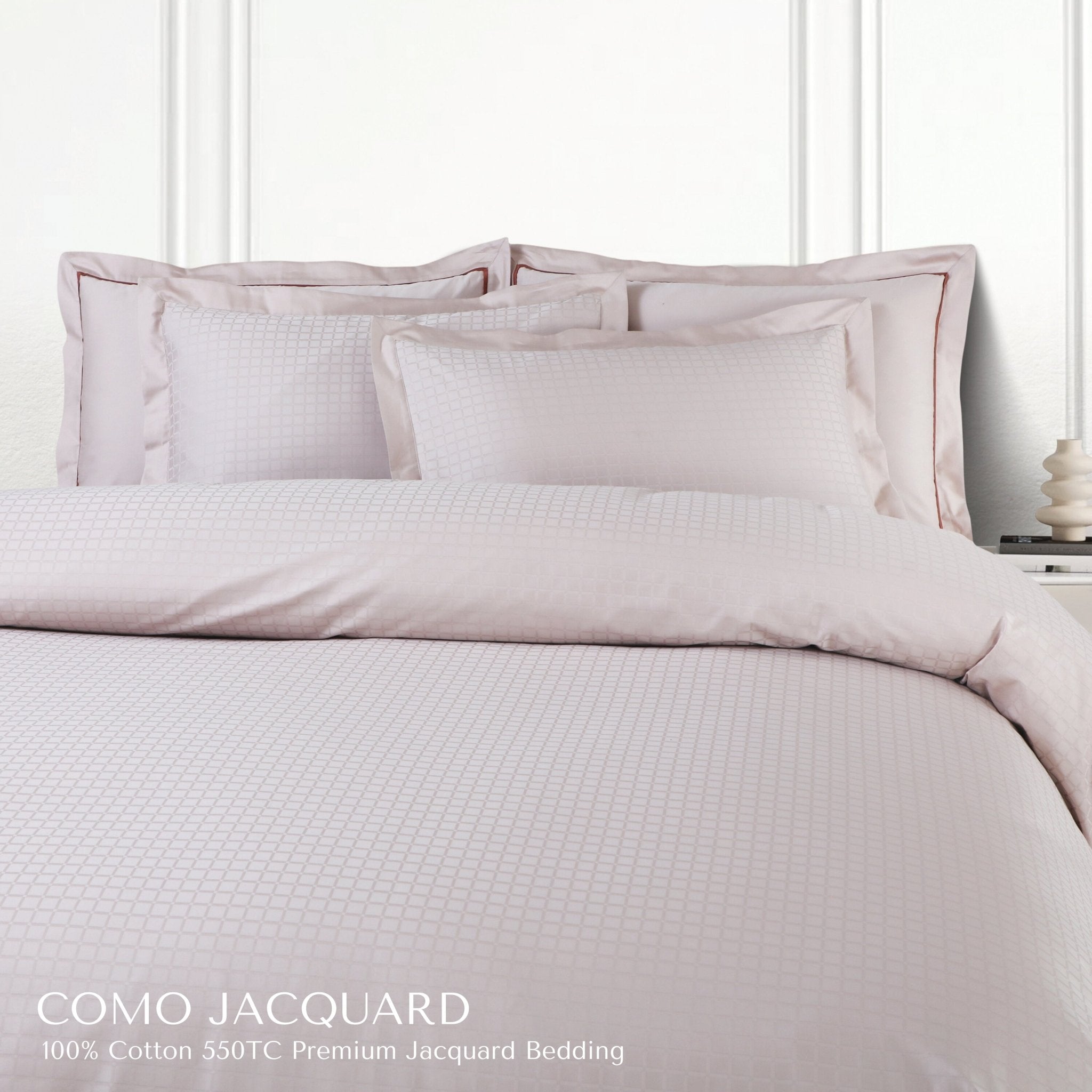 Malako Como Jacquard Checkered 550 TC 100% Cotton King Size Bedding - MALAKO
