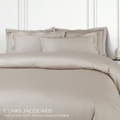 Malako Como Jacquard Olive Beige Checks 550 TC 100% Cotton Duvet Cover - MALAKO
