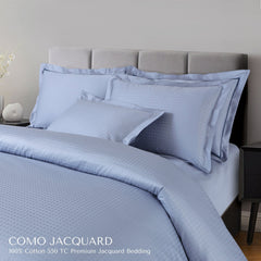 Malako Como Jacquard Pigeon Blue Checks 550 TC 100% Cotton Duvet Cover - MALAKO