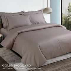 Malako Como Jacquard Taupe Brown Checks 550 TC 100% Cotton Duvet Cover - MALAKO