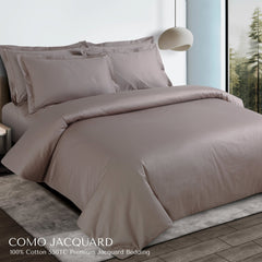 Malako Como Jacquard Taupe Brown Checks 550 TC 100% Cotton King Size Bedding - MALAKO